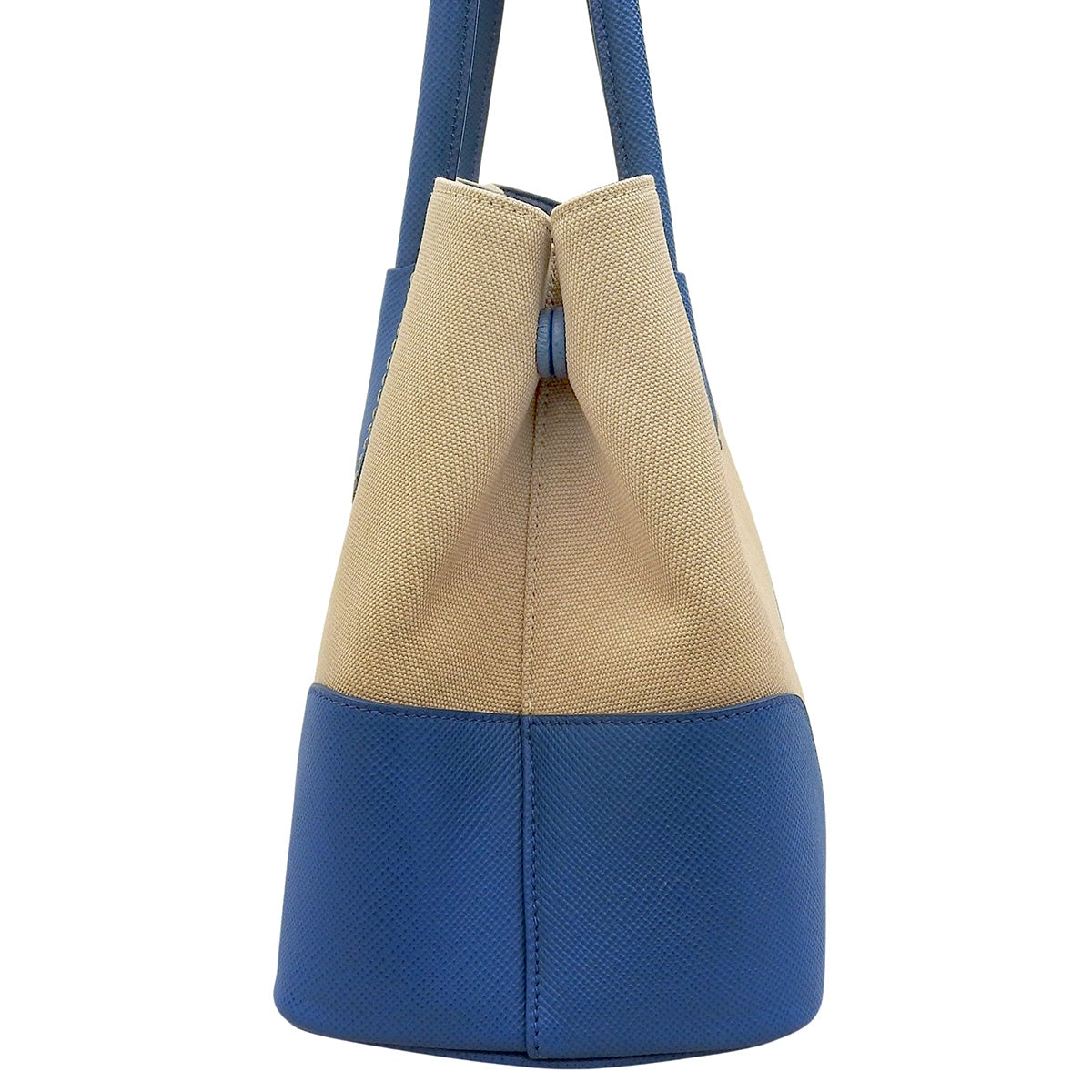 2WAY Bag Canvas Saffiano Leather Beige Blue BN288
