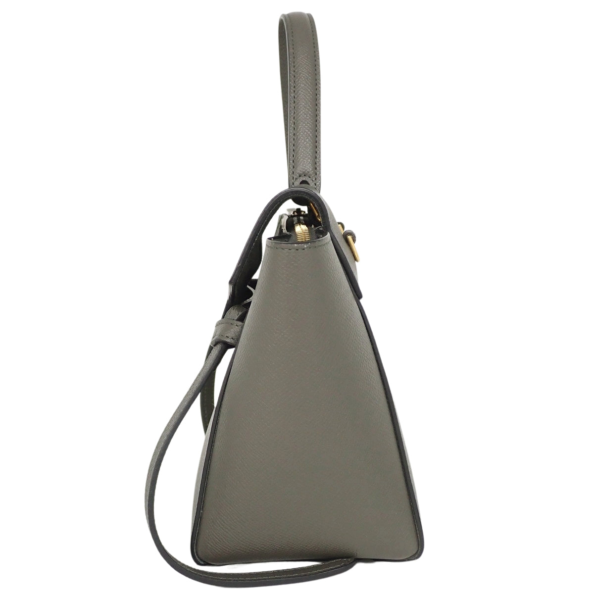 Nano belt bag in grey grained calfskin leather