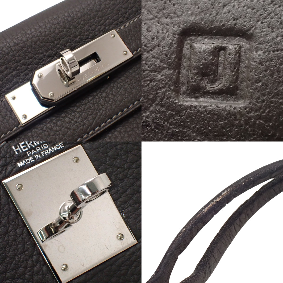ケリー28(内縫い) トゴ パラジウム金具 グラファイト シルバー金具 □J刻印