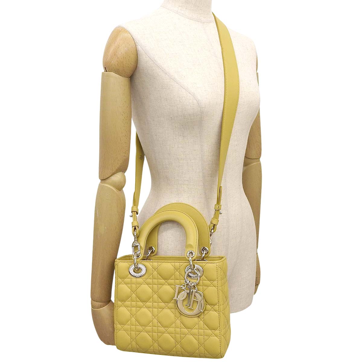 カナージュ Lady Dior My ABCDior バッグ スモール レザー イエロー M0538ONGE