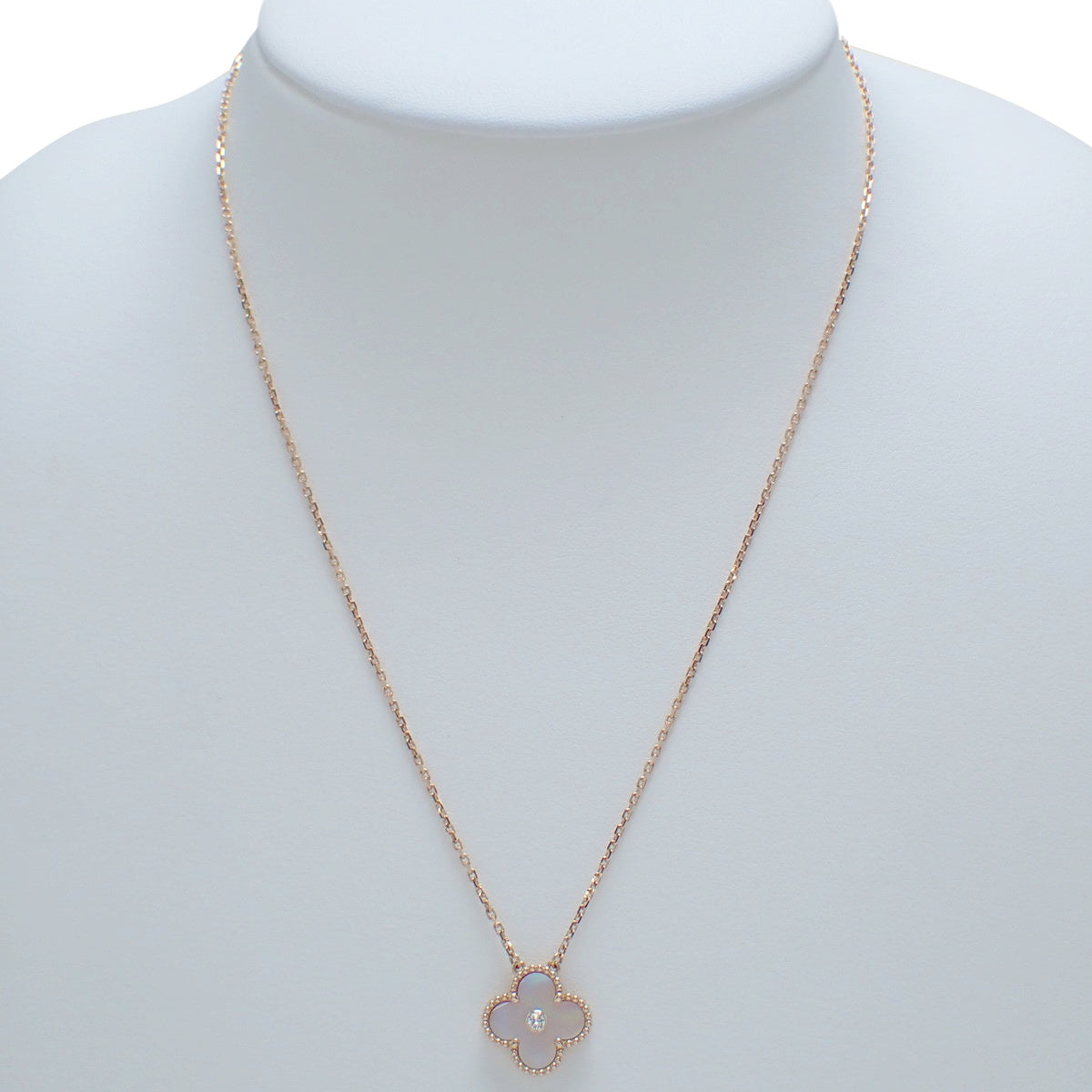 Vintage Alhambra Necklace Pink Mother-of-Pearl/Diamond K18PG 6.2g