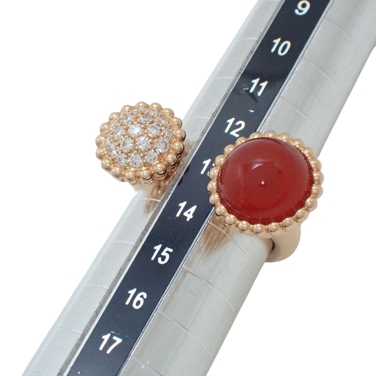Perlée Couleur entre les doigts ring diamond/carnelian pink gold K18PG 54 12.0g