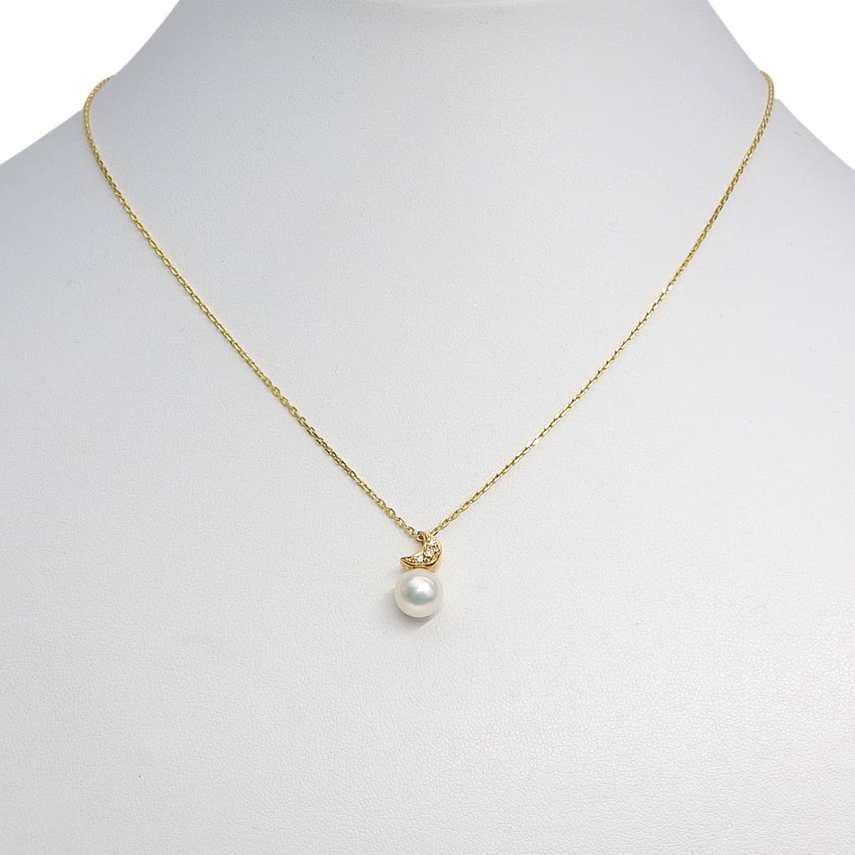 パール ダイヤモンド ネックレス D0.03 イエローゴールド K18YG 3.5g PERLITA MIKIMOTO