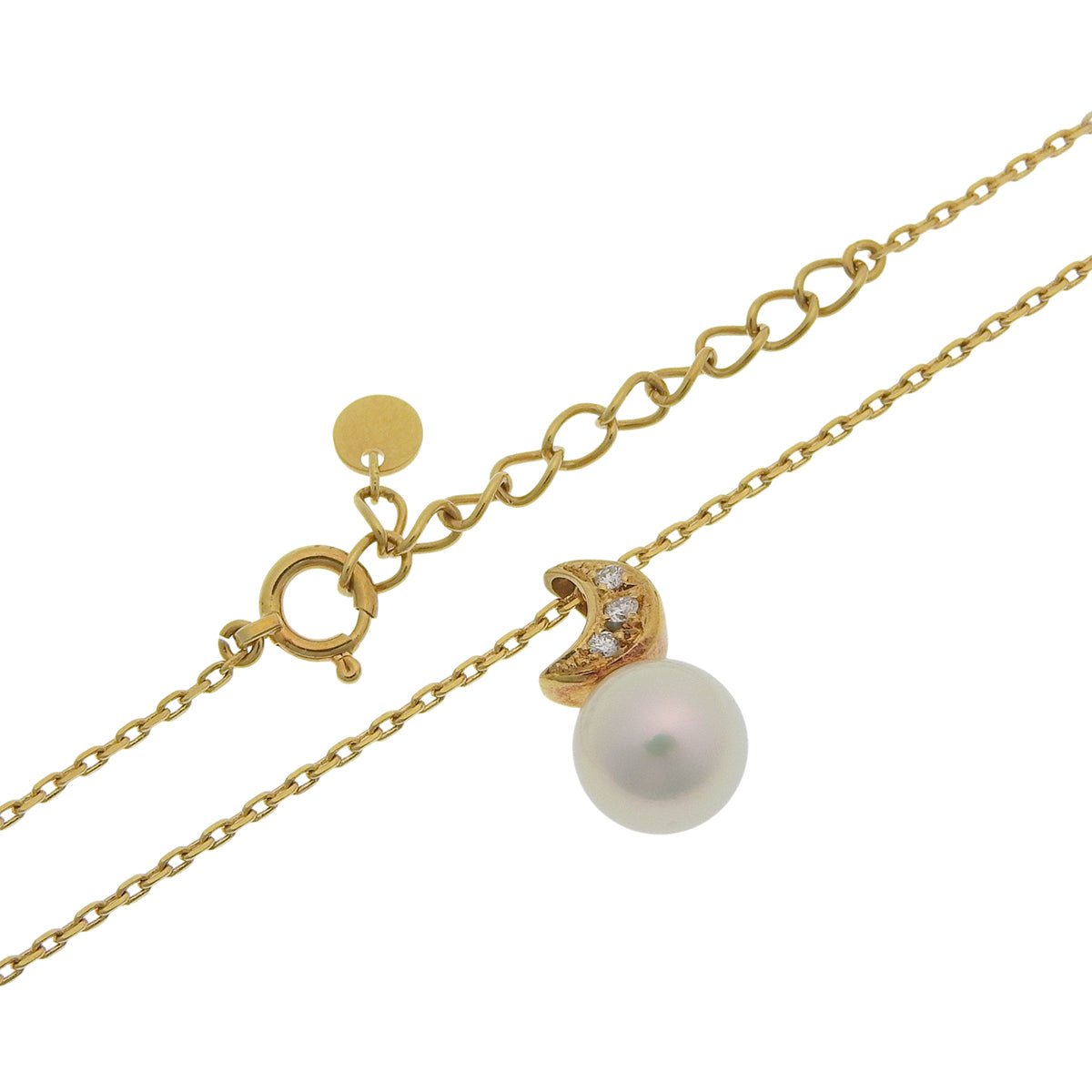 パール ダイヤモンド ネックレス D0.03 イエローゴールド K18YG 3.5g PERLITA MIKIMOTO