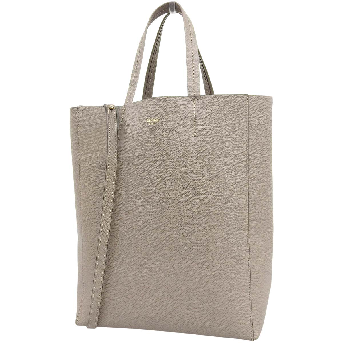 Vertical Cabas Small Leather Greige 189813