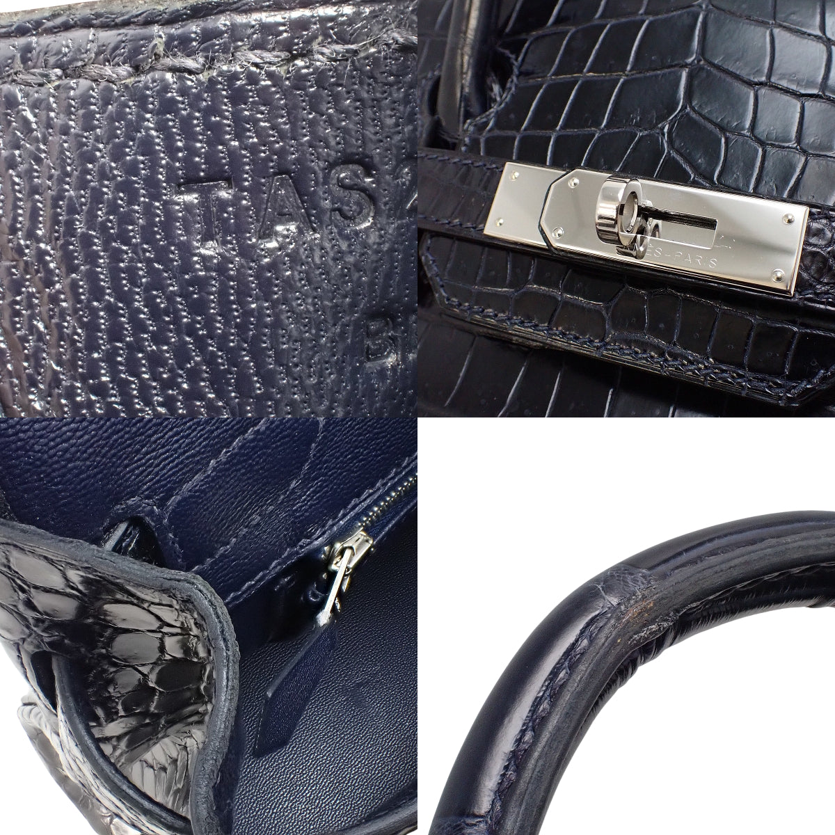 バーキン30 ポロサス クロコダイル ブルーマリン シルバー金具 T刻印