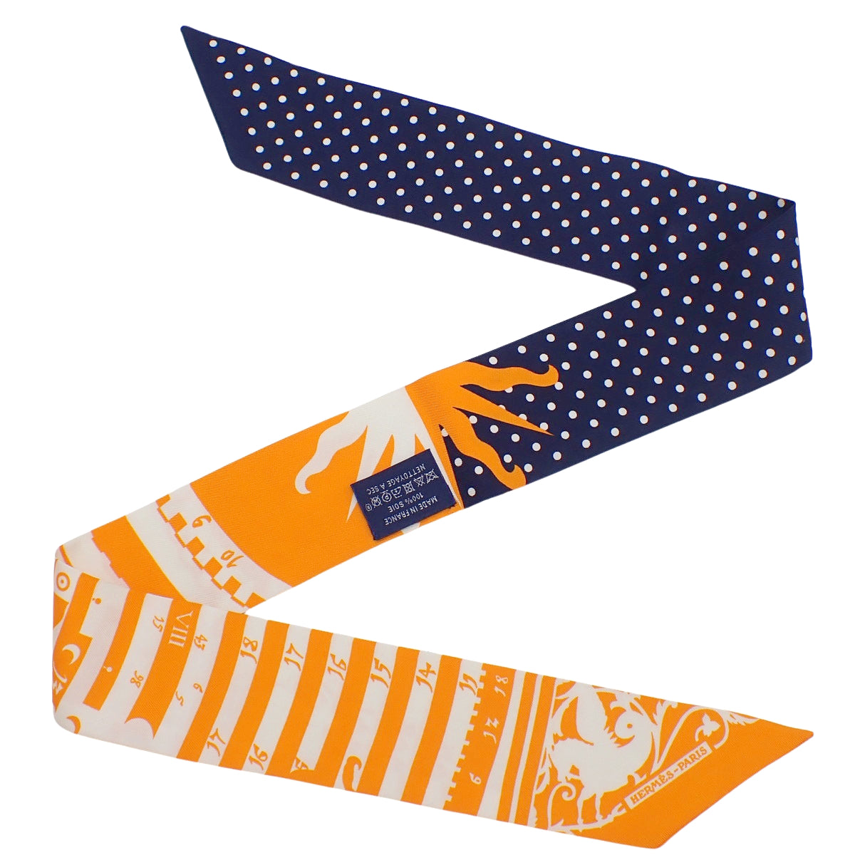 ASTROLOGIE A POIS Astrology Twilly Dots Sun Orange Navy Silk
