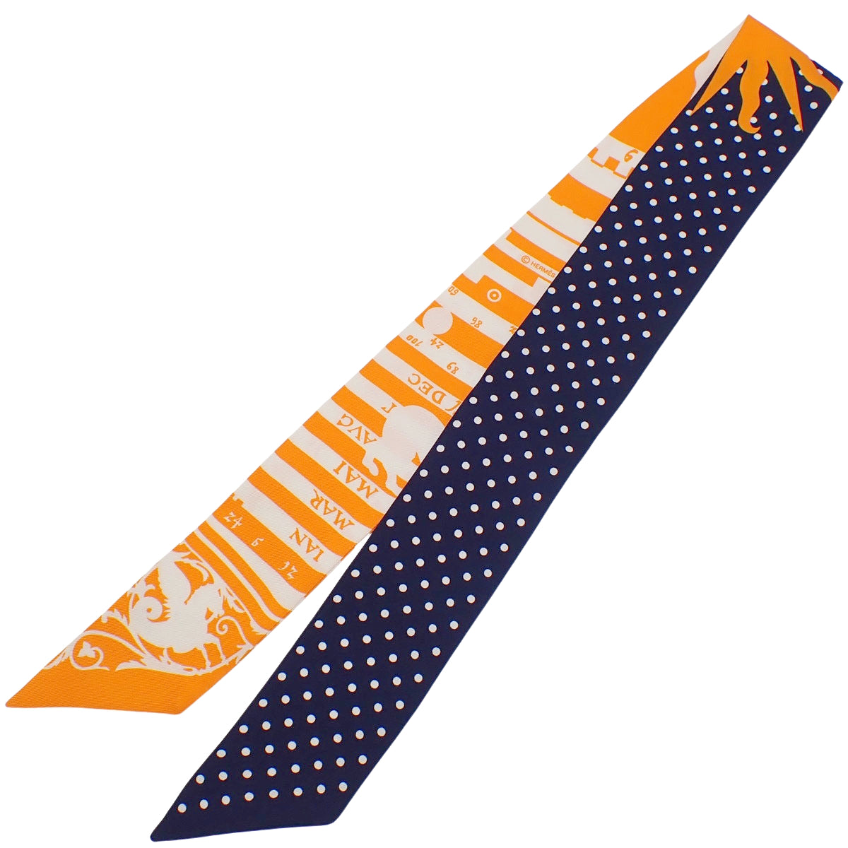 ASTROLOGIE A POIS Astrology Twilly Dots Sun Orange Navy Silk