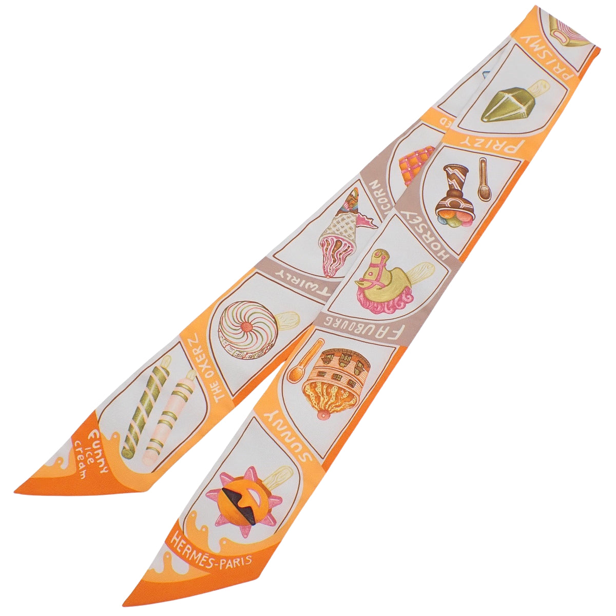 Funny Ice Cream Funny Ice Cream Twilly 真丝 橙色 奶油 米色 H064109S 06