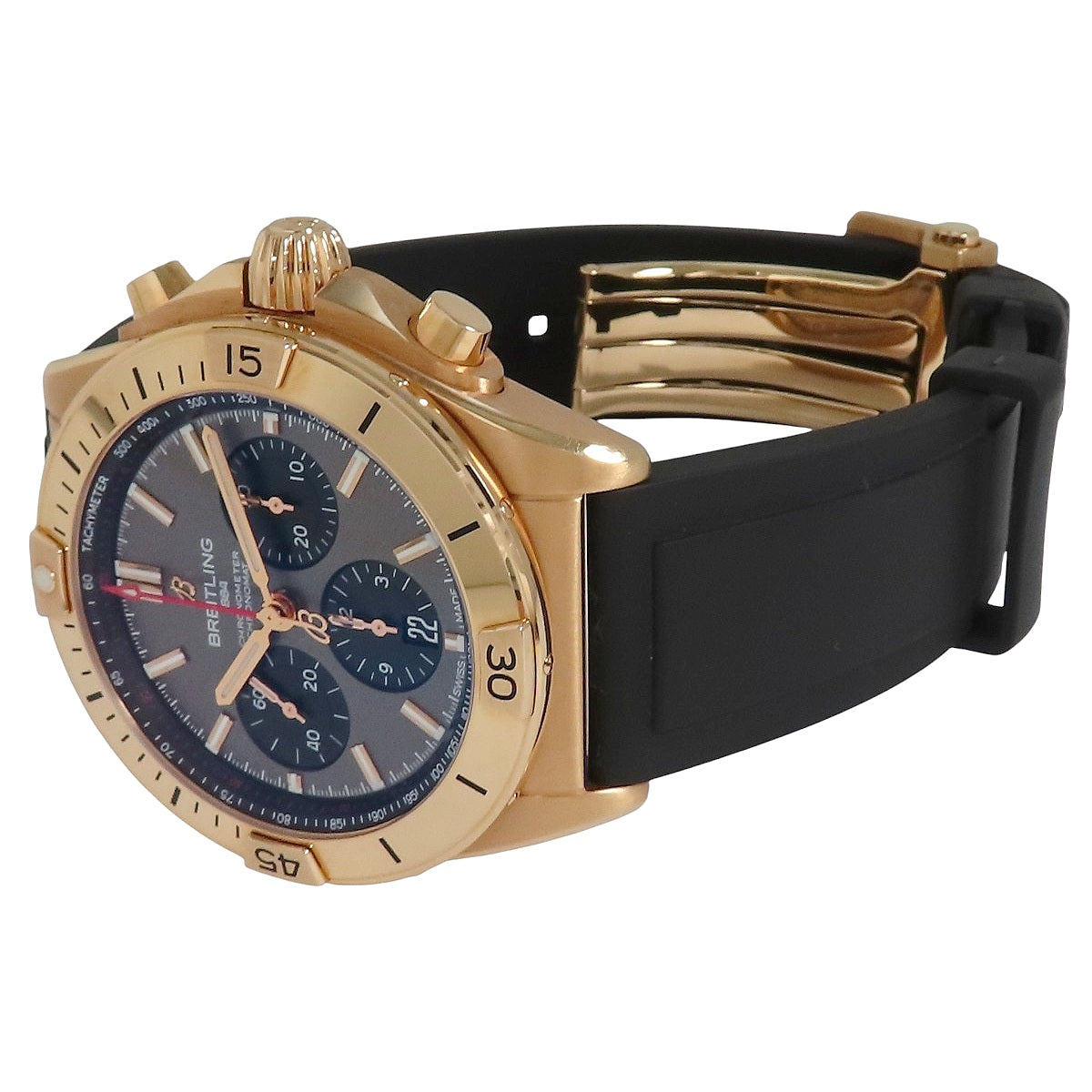 Chronomat B01 42 RB0134101B1S1 RG/Rubber Silver Automatic Men's