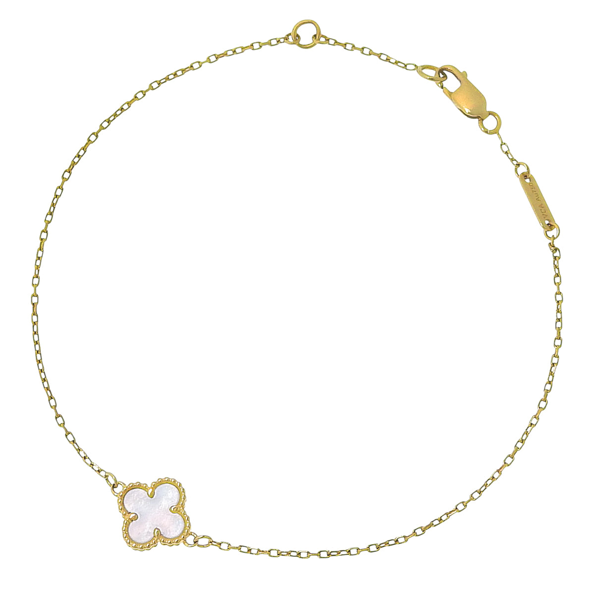 Sweet Alhambra bracelet, mother-of-pearl, yellow gold, 18K YG, 1.7g