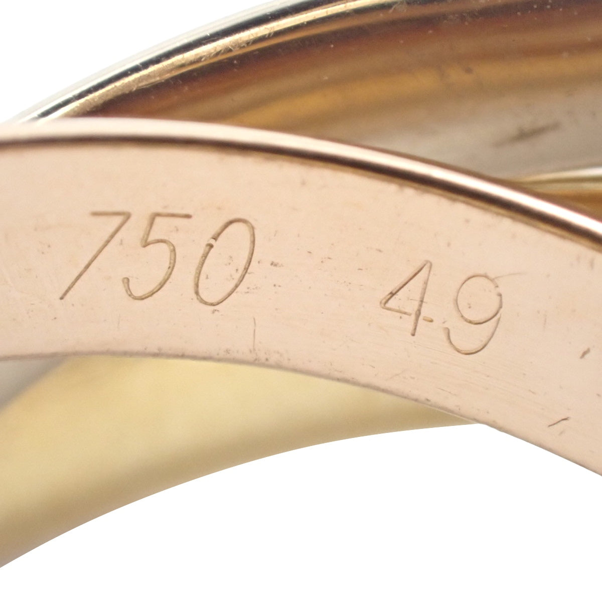 卡地亚（Cartier）Trinity 三色金戒指，18K金，49号，7.0克