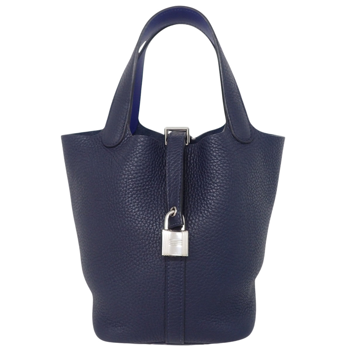 Picotin Lock Eclat PM Taurillon Clemence Bleu Nuit Bleu Electric A Stamp