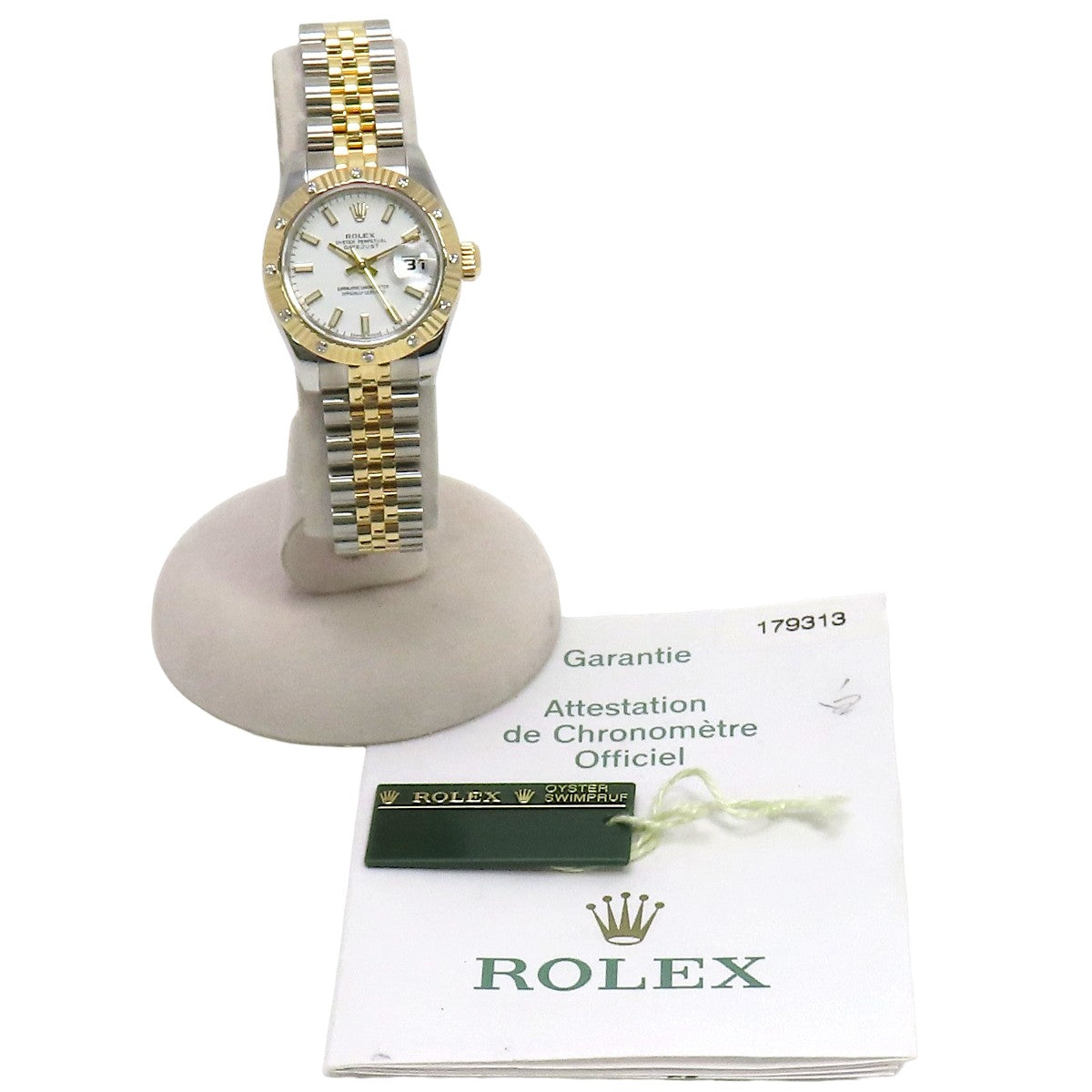 Datejust, Diamond Bezel, 12 Diamonds, 179313, YG/SS, D-Serial, White, Automatic, Women's