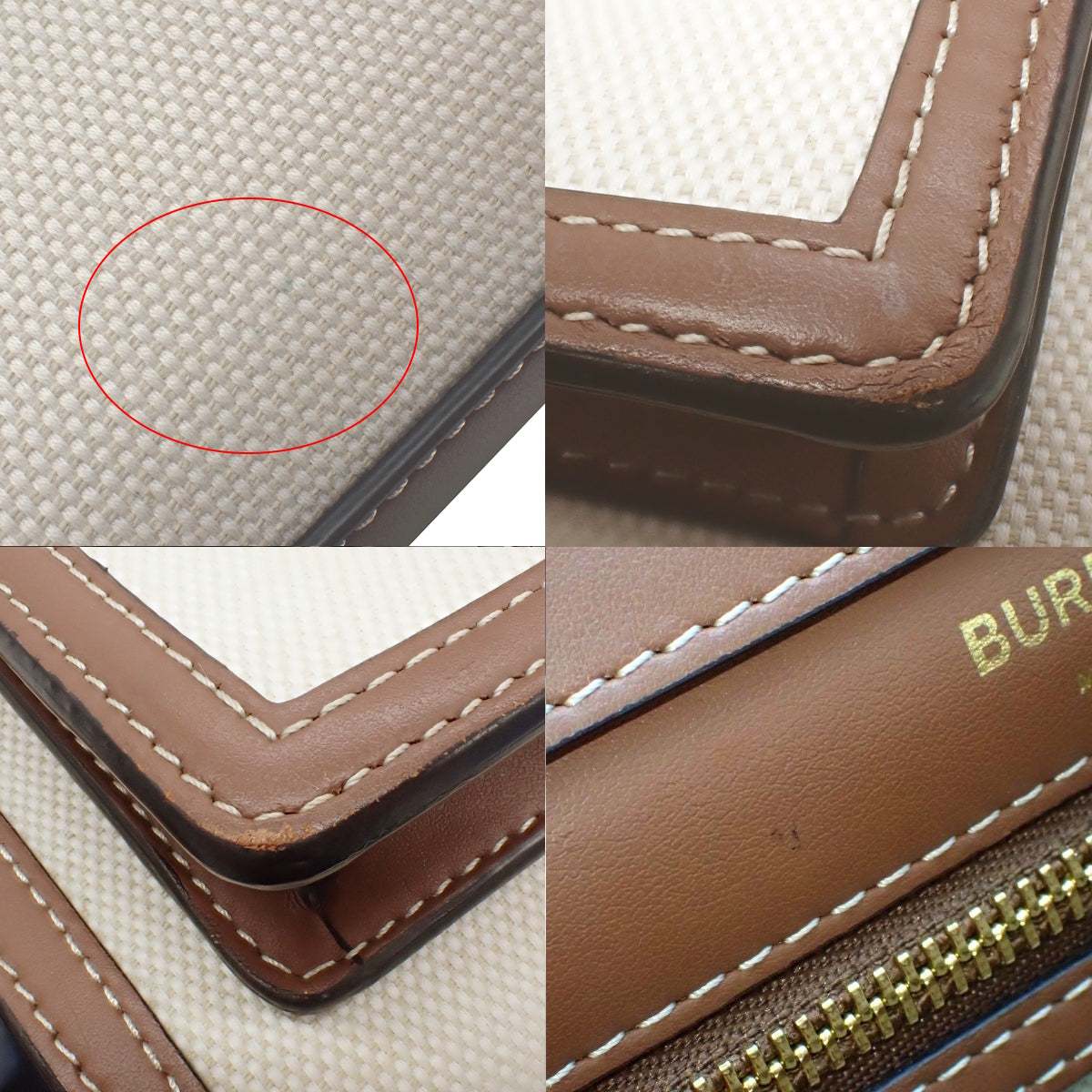 ミニポケット バッグ レザー キャンバス ブラウン ベージュ 8039361