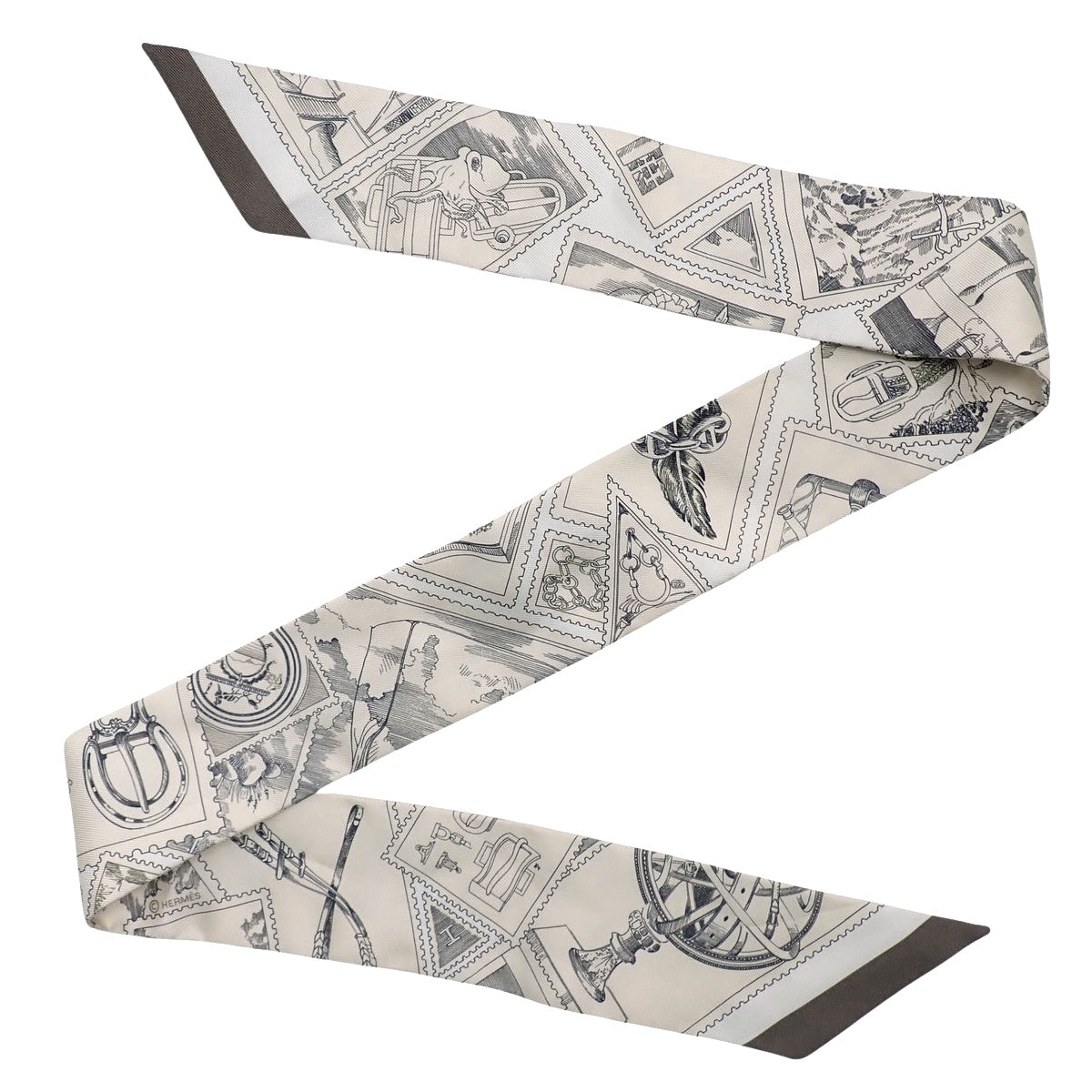 Le Philateliste du Faubourg Parchemin Faubourg Stamp Collector Twilly Silk Parchment Graphite Grey H064205S 12