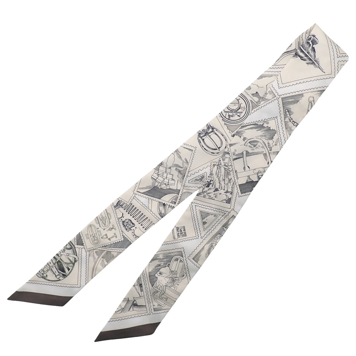 Le Philateliste du Faubourg Parchemin Faubourg Stamp Collector Twilly Silk Parchment Graphite Grey H064205S 12