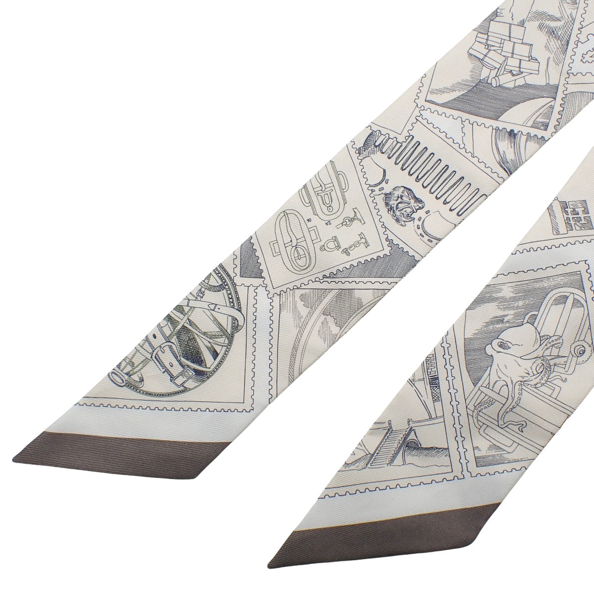 Le Philateliste du Faubourg Parchemin Faubourg Stamp Collector Twilly Silk Parchment Graphite Grey H064205S 12