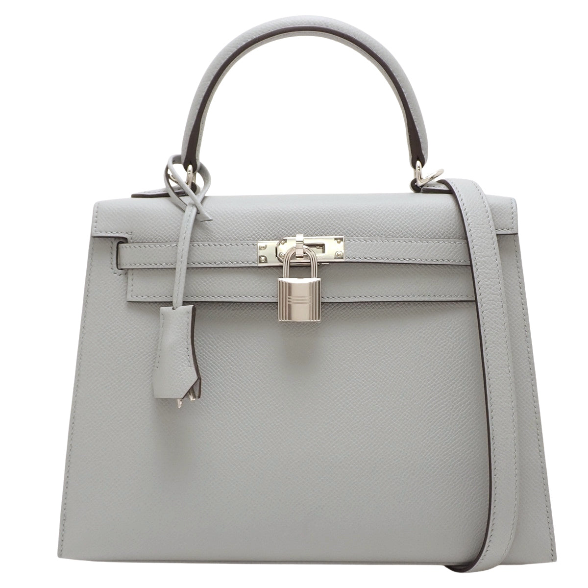 Kelly 25 (Sellier) Epsom Leather Bleu Glacier Silver Hardware K stamp