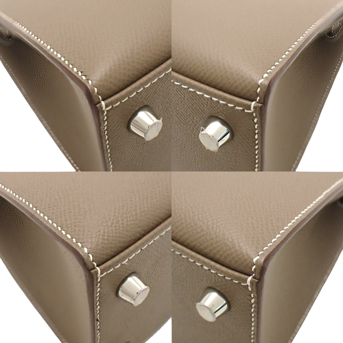 【未使用】ケリー25(外縫い) ヴォーエプソン パラジウム金具 エトープ/エトゥープ シルバー金具 G刻印
