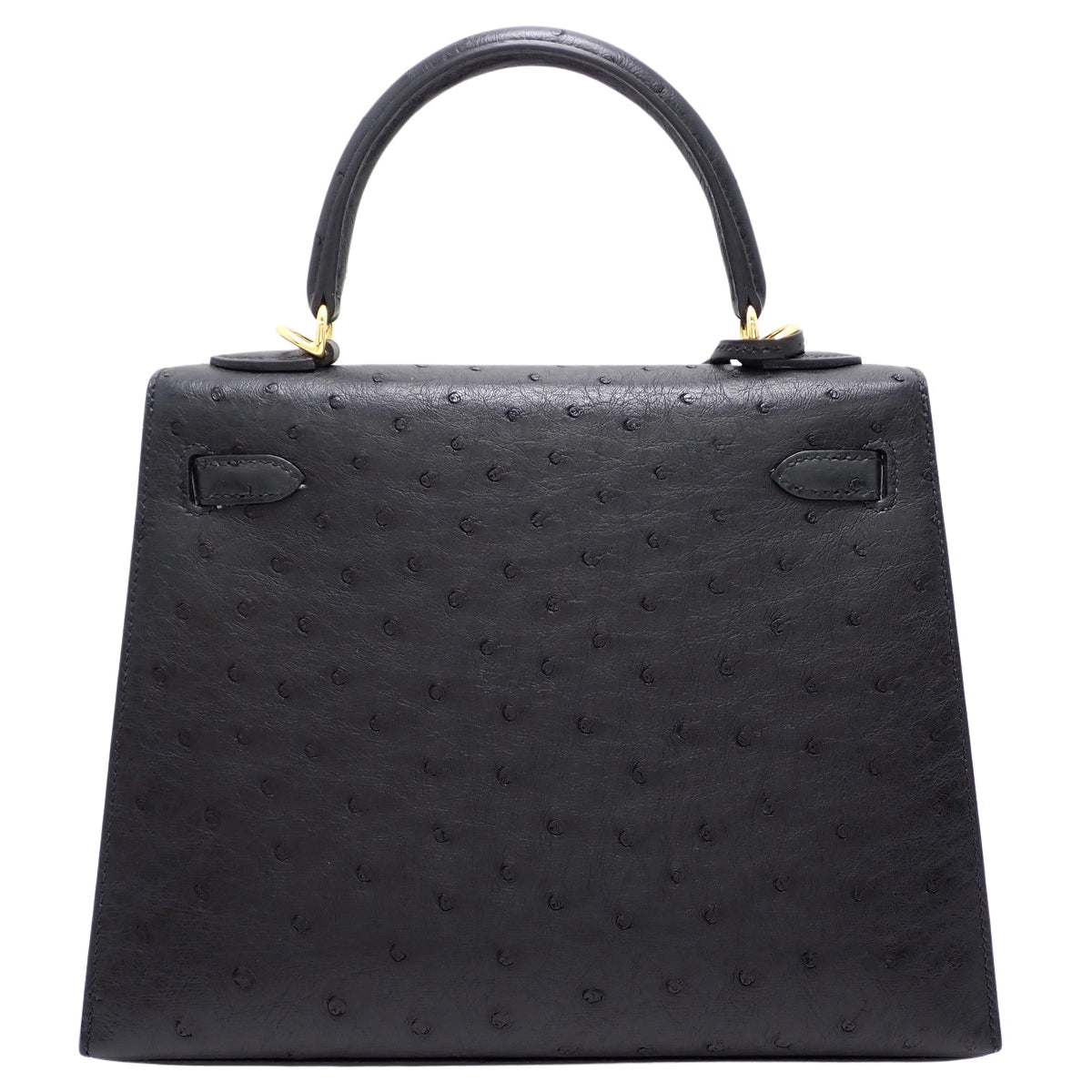 Kelly 25 (Sellier) Ostrich Black Gold Hardware Z stamp