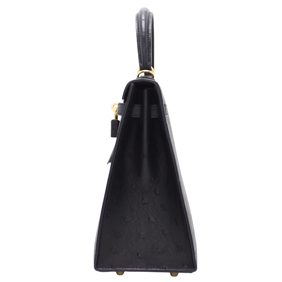 Kelly 25 (Sellier) Ostrich Black Gold Hardware Z stamp