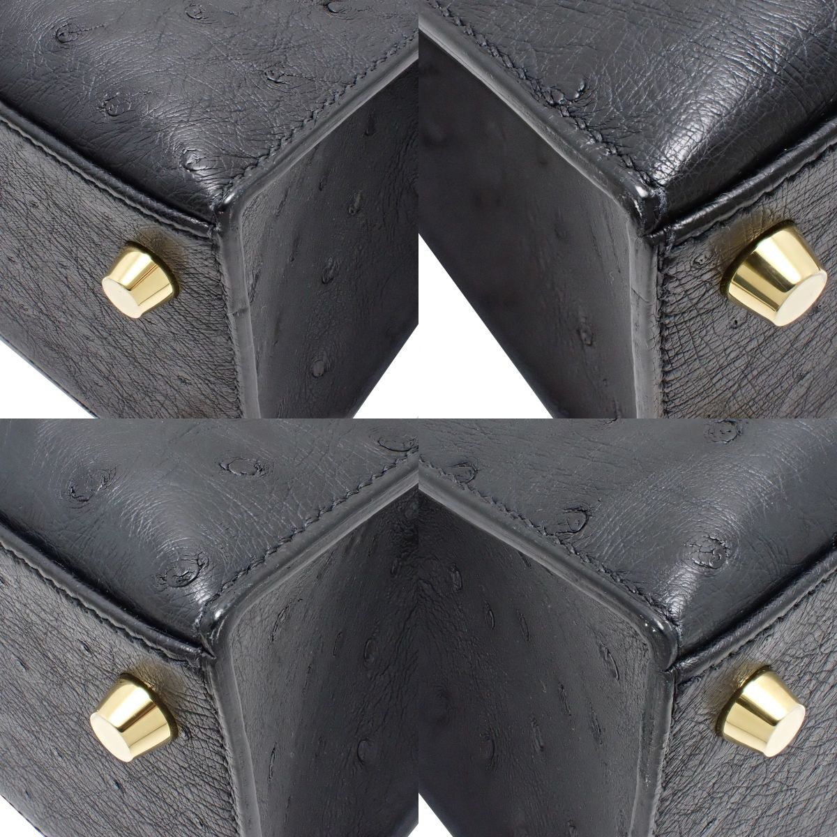 Kelly 25 (Sellier) Ostrich Black Gold Hardware Z stamp
