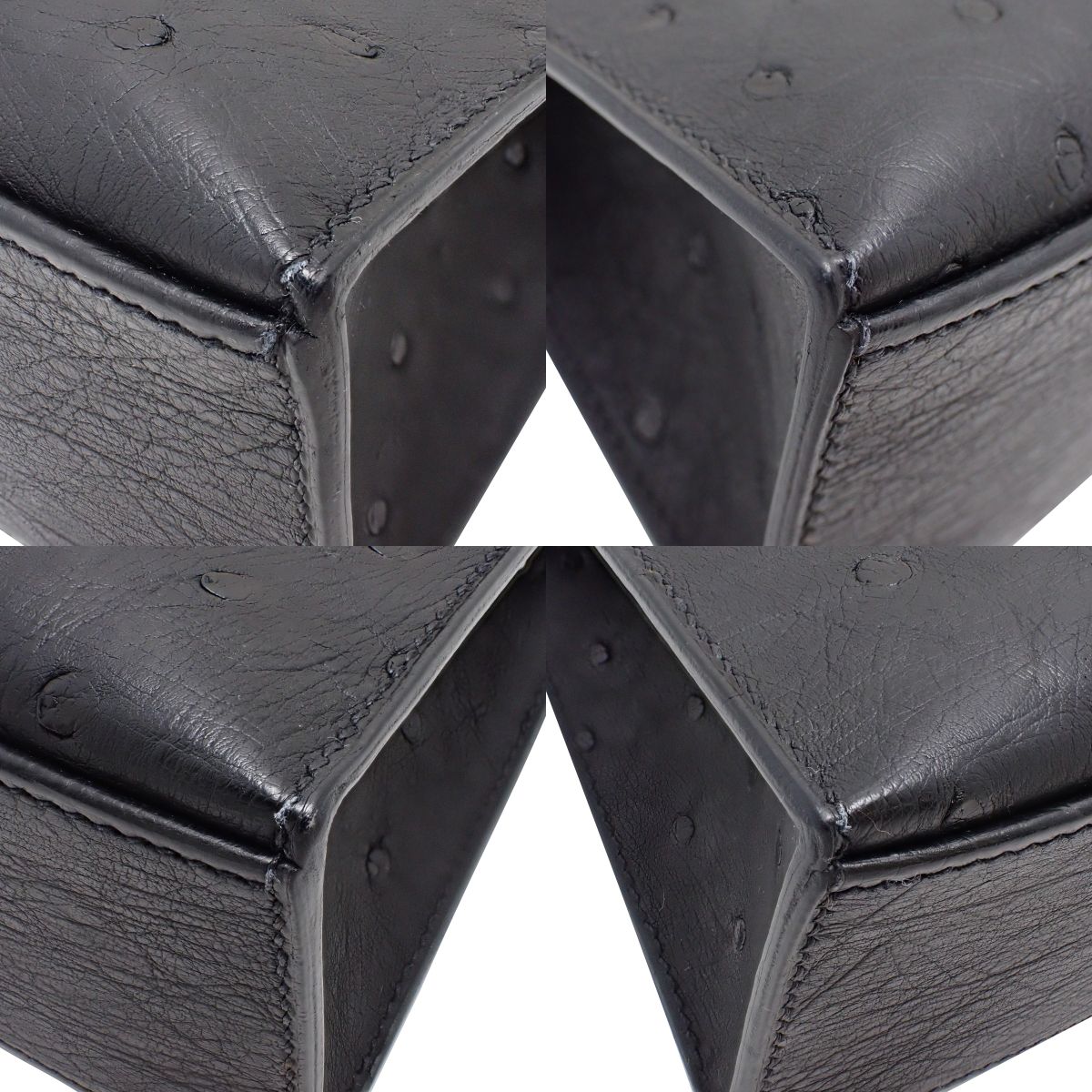 ポシェットケリー オーストリッチ ノワール ゴールド金具 Z刻印