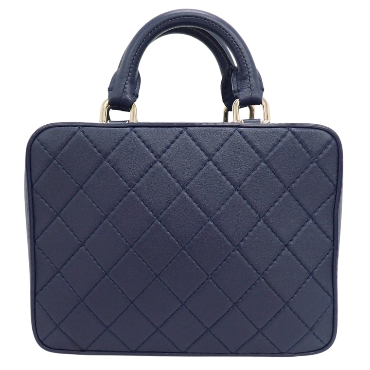 Matelassé Vanity Bag, Lambskin, Navy, AS1286
