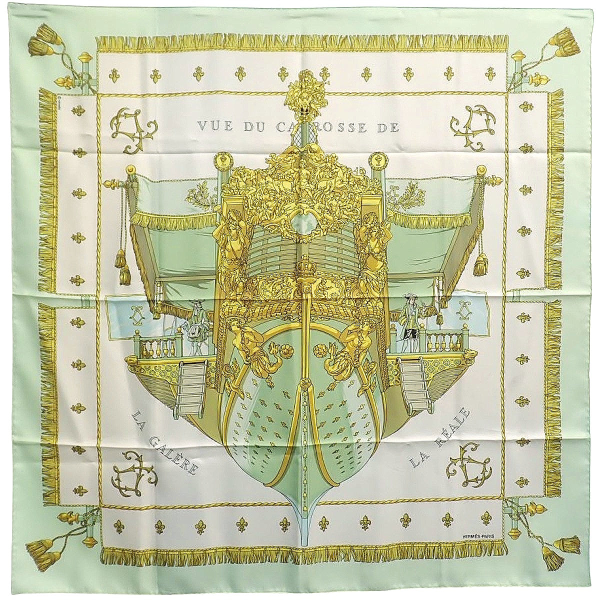 VUE DU CARROSSE DE LA GALERE LA REALE The Queen's Coronation Scarf 90 Silk