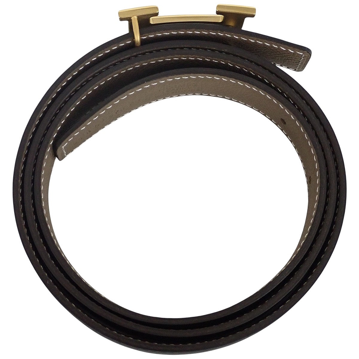 Constance H Belt Reversible Swift Veau Epsom Black Etoupe K stamp