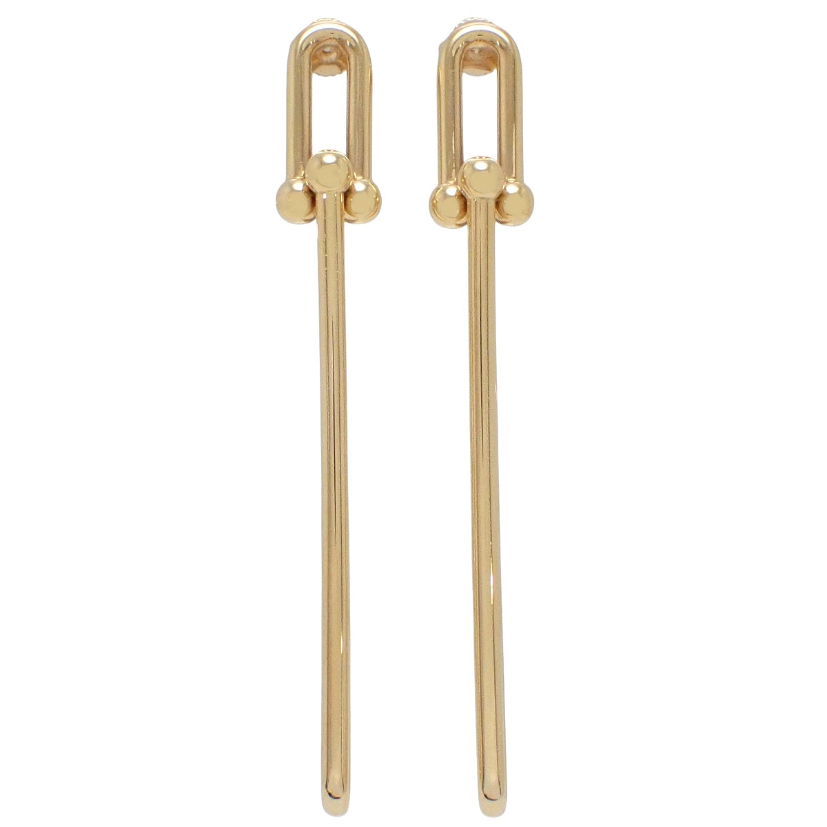 Double Long Link Earrings Yellow Gold K18YG 9.2g