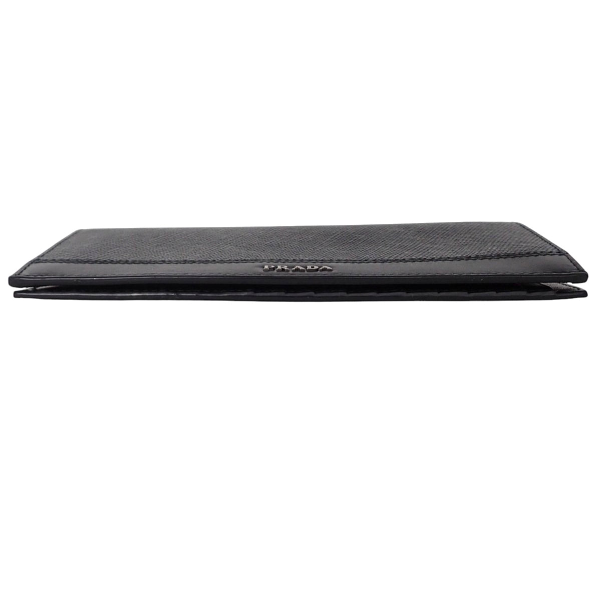 Metal Logo Long Wallet Saffiano Leather NERO