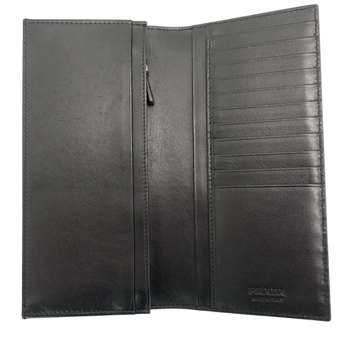 Metal Logo Long Wallet Saffiano Leather NERO