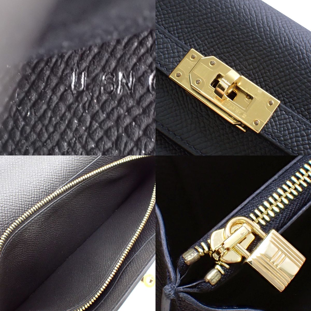 ケリーウォレットトゥーゴー ヴォーエプソン ブラック ゴールド金具 U刻印