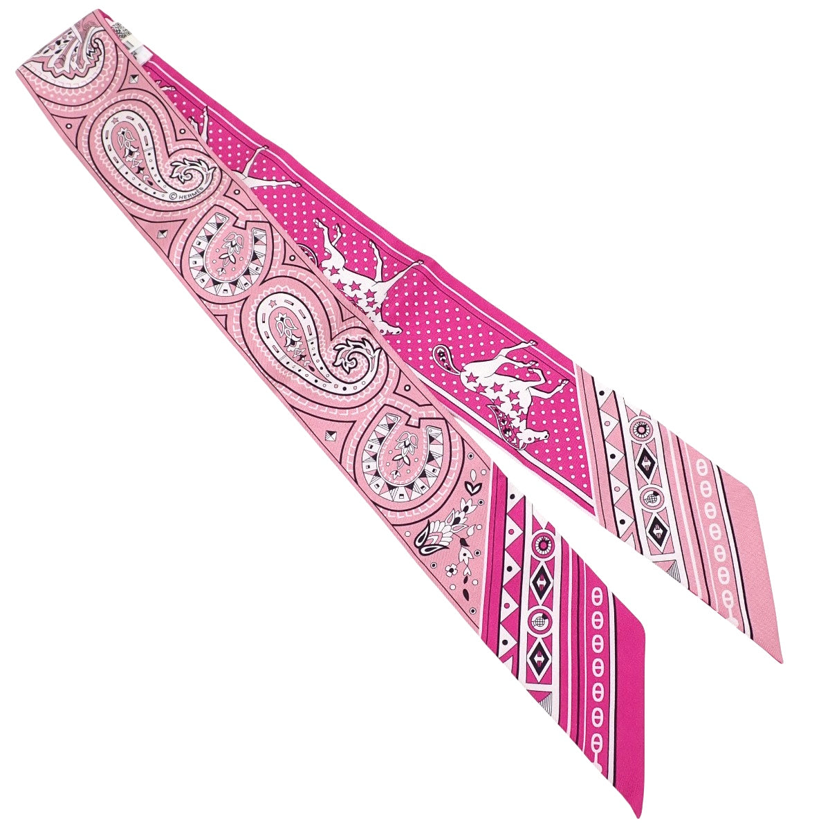 Cheval de Cœur Bandana Twilly, Sale Item, Silk, Fuchsia/Vieux Rose, H064259S 06