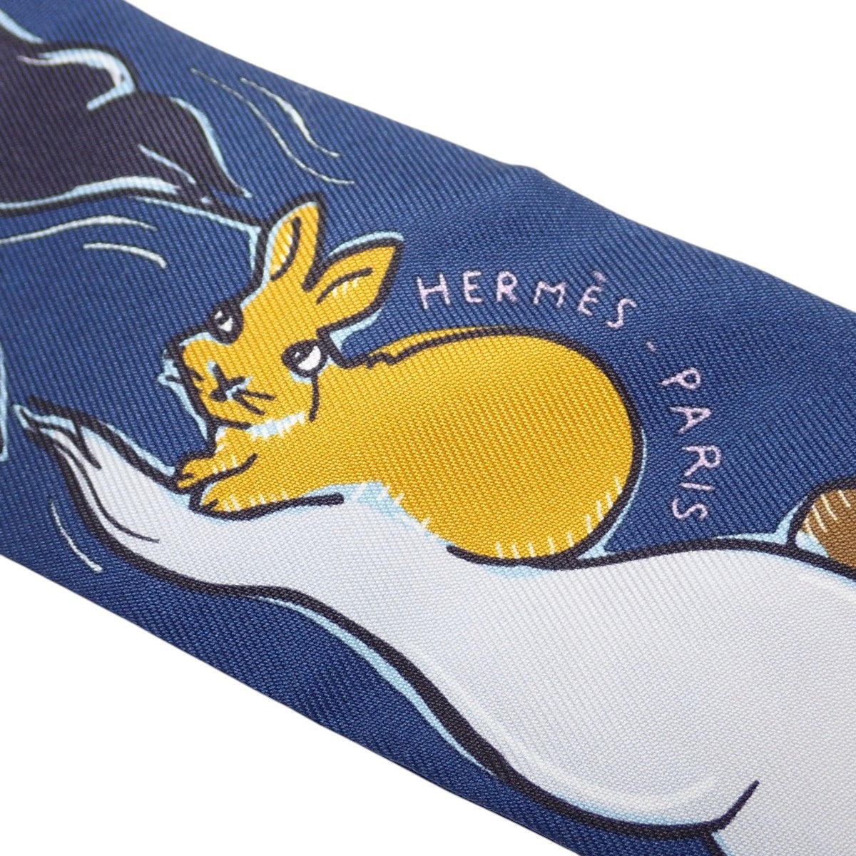 Mille et Un Lapins Twilly, silk, marine/cobalt/ciel, H064007S