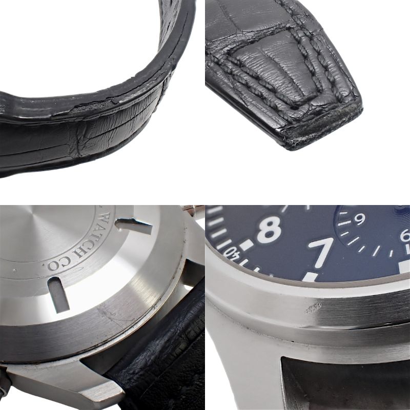 Pilot's Watch Double Chronograph IW377801 SS/Leather Black Automatic Men's