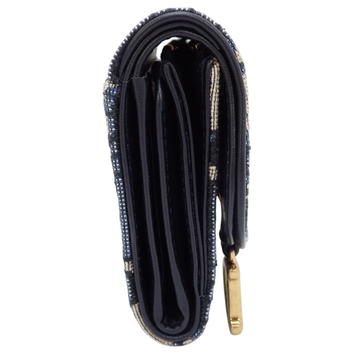 トロッター SADDLE ロータスウォレット ディオール オブリークジャガード ネイビー ブルー ベージュ S5652CTZQ_M928