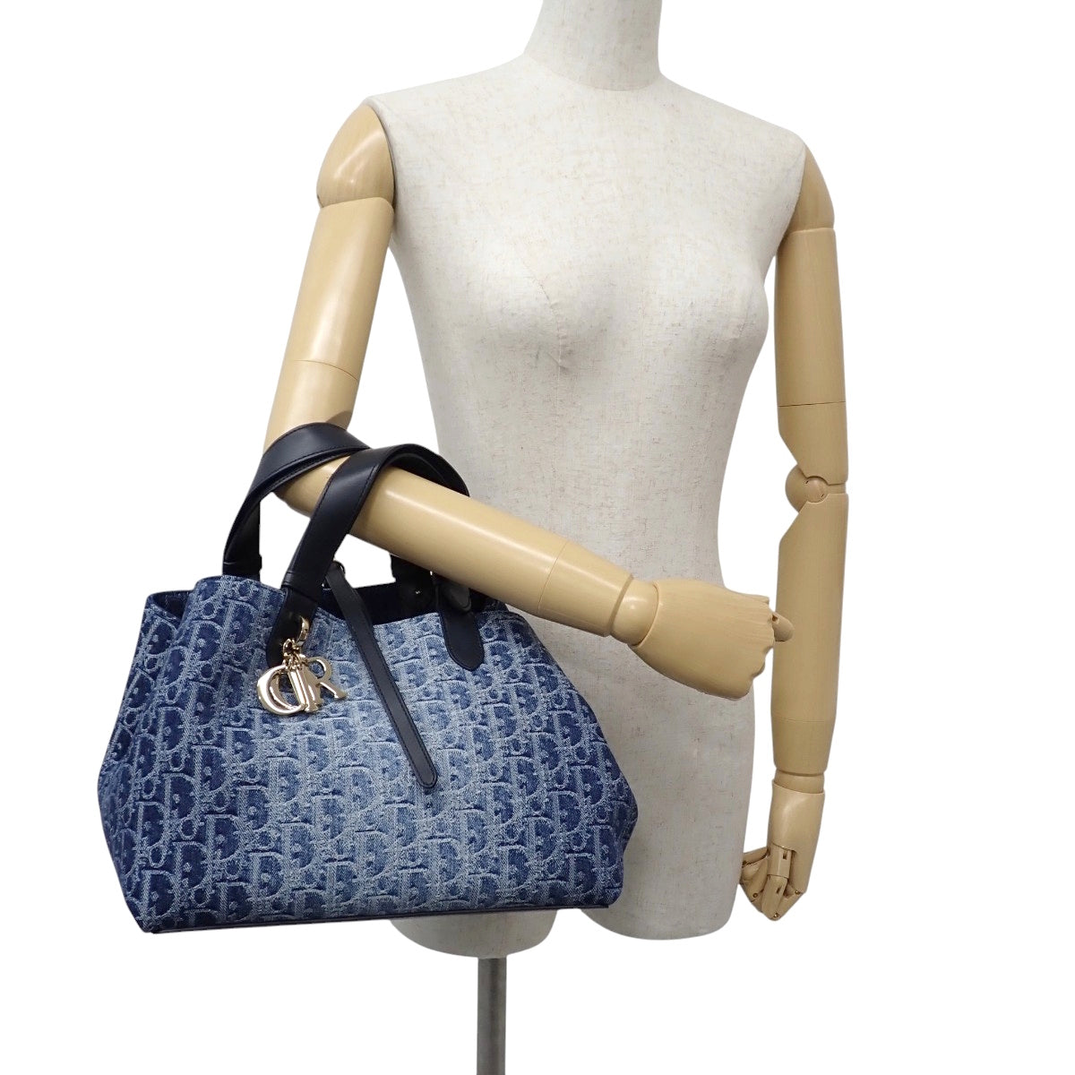Dior Toujours バッグ ミディアム コットンデニム レザー デニム ディオール オブリーク ジャカード ブルー M2821ODCE_M49E