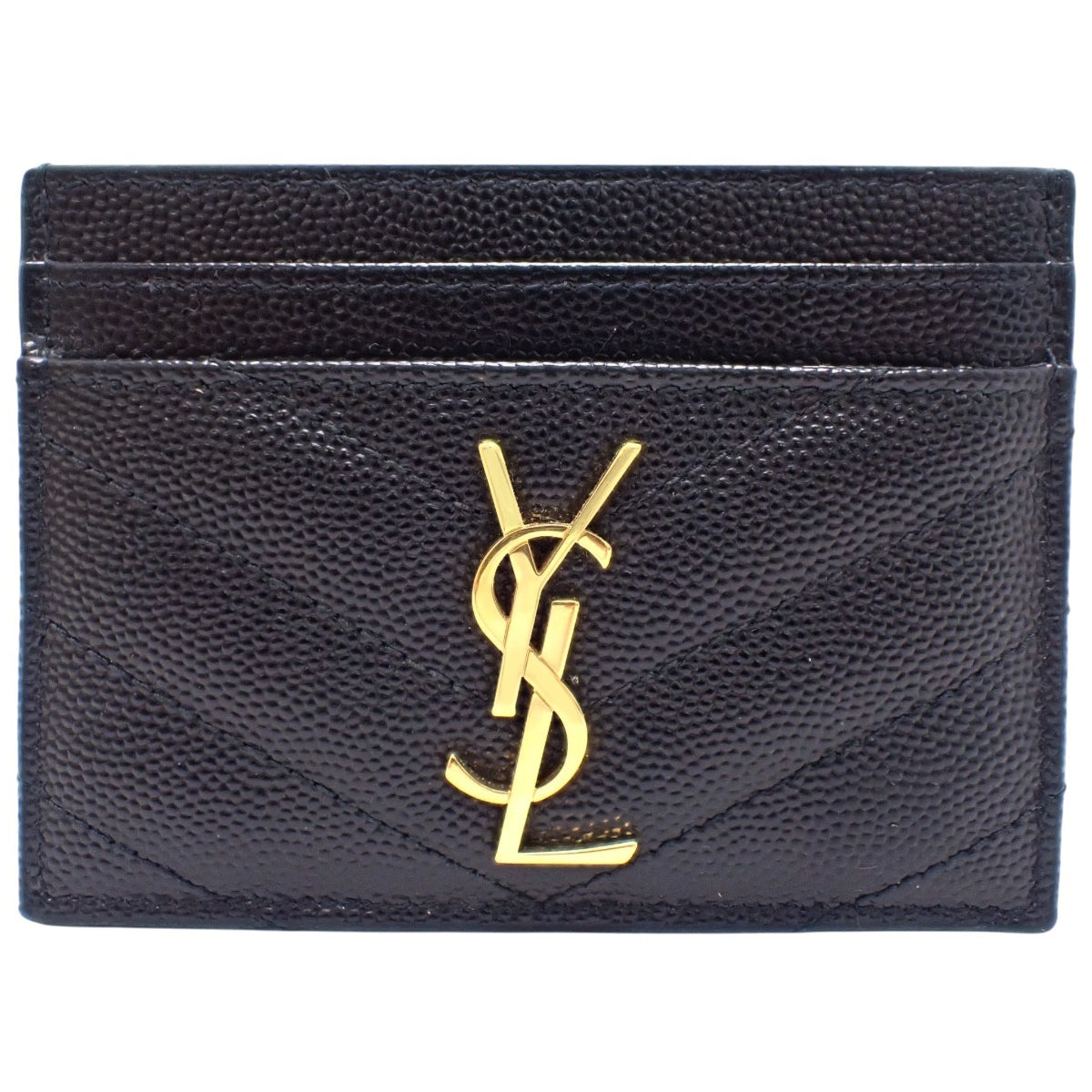 Monogram card case in black grained poodle embossed leather 423291