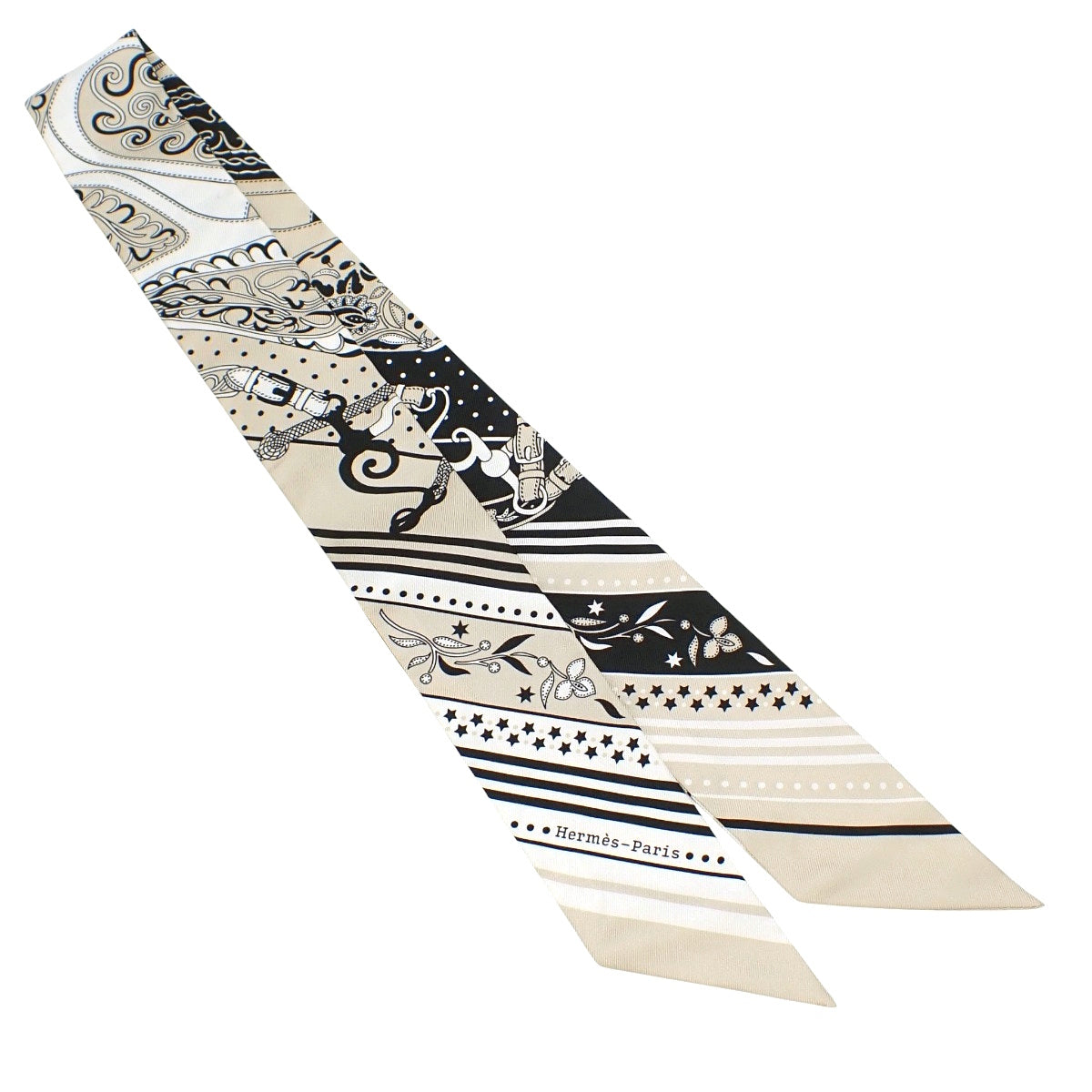 Festival des Amazones Bandana アマゾンの祭典・バンダナ ツイリー シルク グレージュ ノワール ブラン H064217S 04