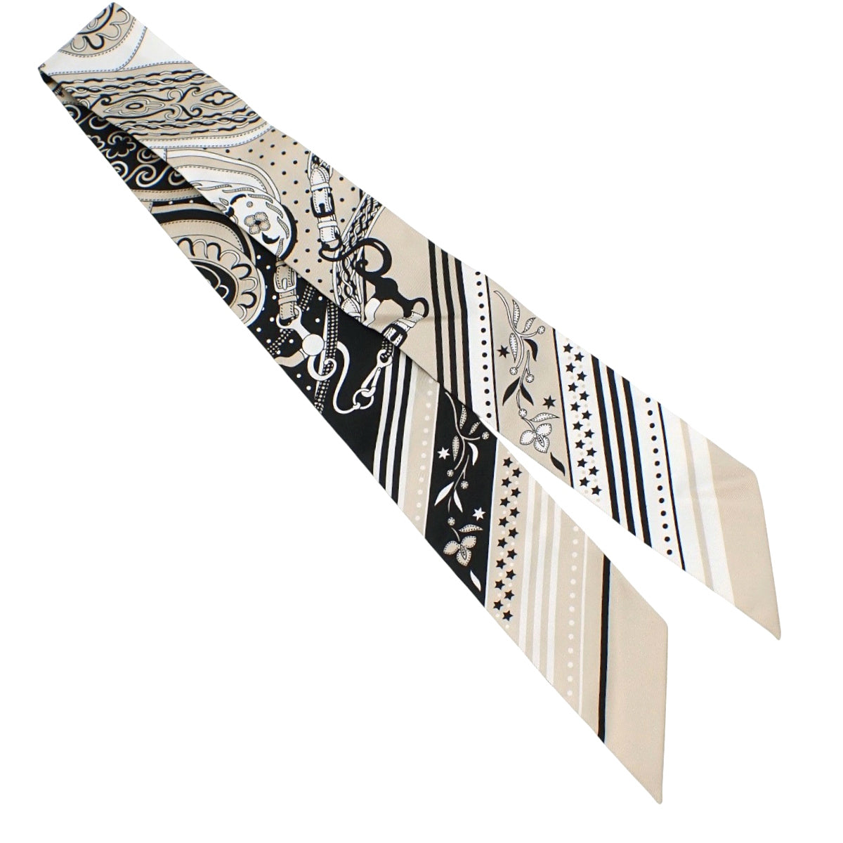 Festival des Amazones Bandana アマゾンの祭典・バンダナ ツイリー シルク グレージュ ノワール ブラン H064217S 04