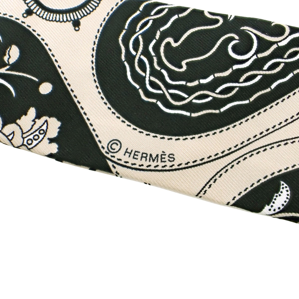 Festival des Amazones Bandana アマゾンの祭典・バンダナ ツイリー シルク グレージュ ノワール ブラン H064217S 04