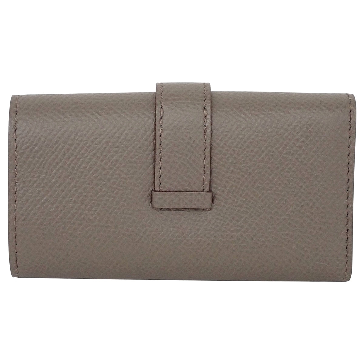 [Unused] Béarn Key Case, Epsom Calfskin, Palladium-Finish Hardware, Etoupe / Silver Hardware, U Stamp