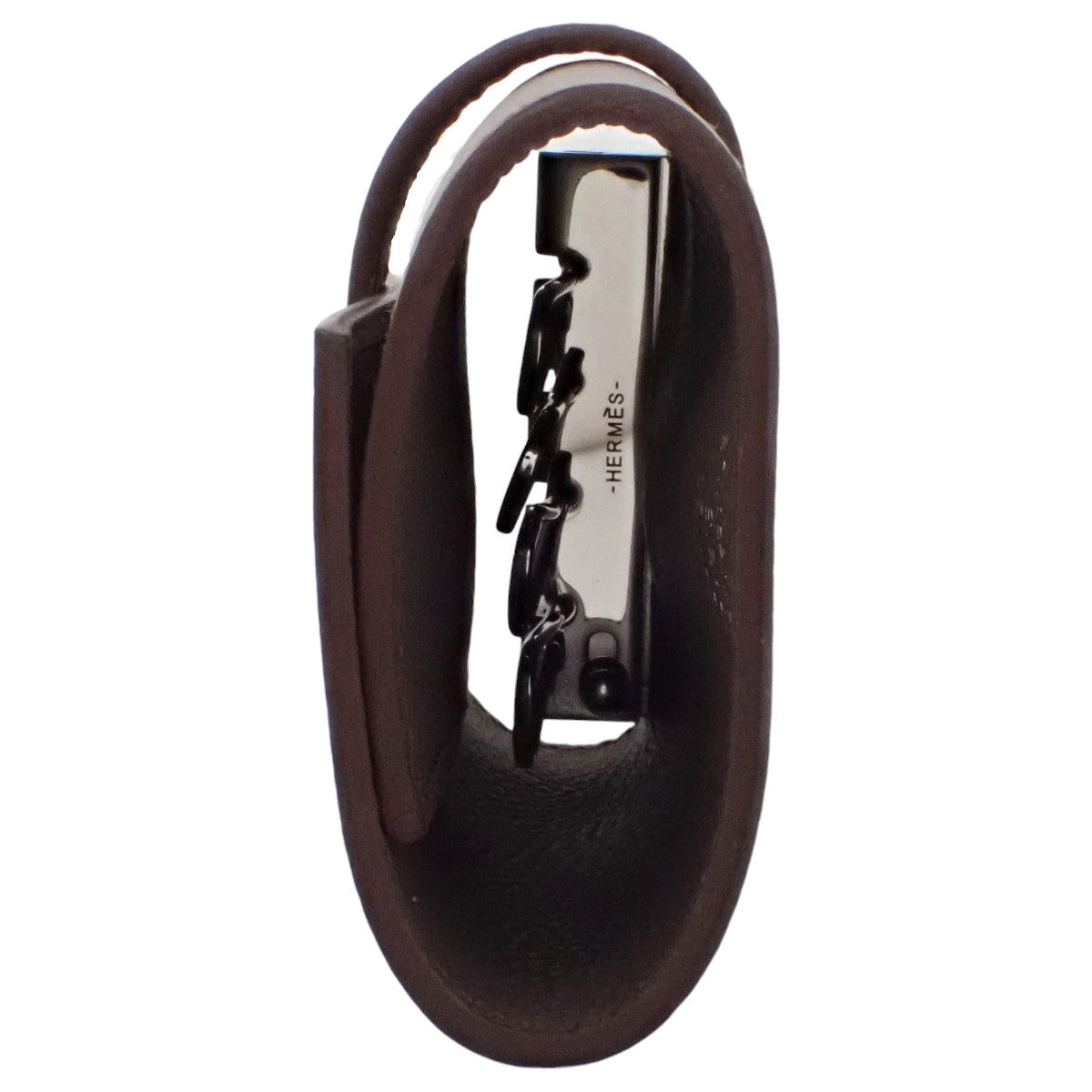 [Unused] Béarn Key Case, Epsom Calfskin, Palladium-Finish Hardware, Etoupe / Silver Hardware, U Stamp