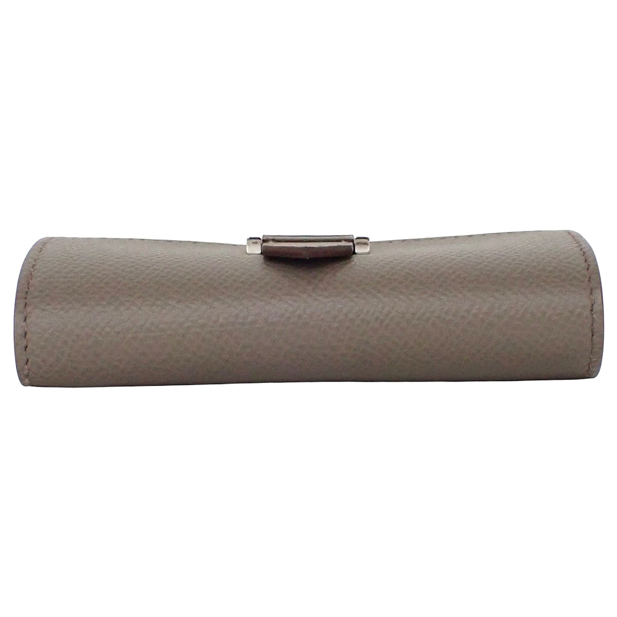 [Unused] Béarn Key Case, Epsom Calfskin, Palladium-Finish Hardware, Etoupe / Silver Hardware, U Stamp