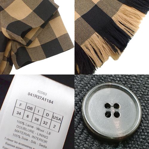 Checked short dress, fashionable, short length, short sleeves, size 34, wool