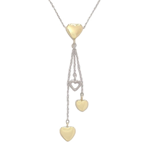 Multi-Heart Drop Pendant, Yellow Gold (K18YG) and White Gold (K18WG) Jewelry Accessory