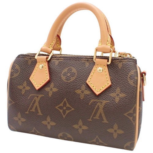 Monogram Nano Speedy, Monogram Canvas, Brown, Beige, Multicolor, M82624 (currently available as of January 2024), Vivienne 2-way shoulder mini bag.